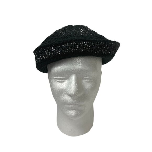 Shiny Knit Black Beret Hat By Joe Boxer New With Tags Trendy Stylish Knit Sparkl - Picture 1 of 5
